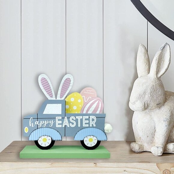 Happy Easter Decor Truck Wooden Decor / BRAND NEW - Picture 4 of 6